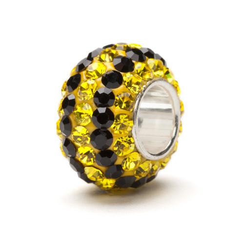 Yellow and Black Striped Crystal Bead Charm Set of Two