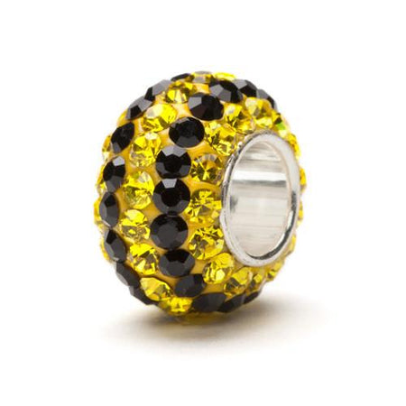 Yellow and Blue Crystal Bead - silver core