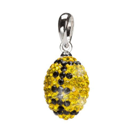 Yellow With Blue Crystal Football Necklace Pendant