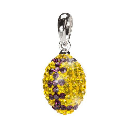 Yellow with Blue Crystal Football Charm Pendant Necklace