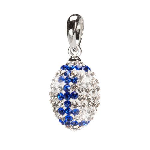 Clear and Blue Striped Crystal Charm Pendant Jewelry Set