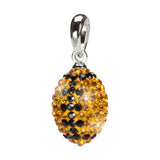 Gold and Black Crystal Football Charm Pendant Necklace
