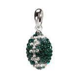 Green and Clear Crystal Football Charm Pendant