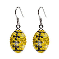 Yellow and Black Crystal Football Earrings