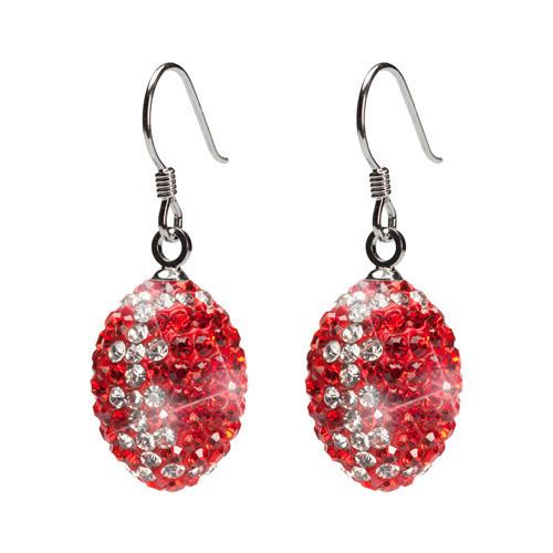 Red and Clear Football Pendant Three Piece Jewelry Set