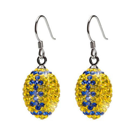 Gold and Navy Crystal Football Earrings