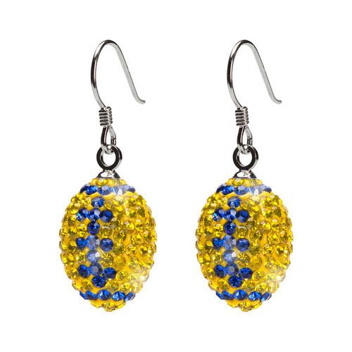 Yellow and Blue Crystal Charm Necklace and Earring Set