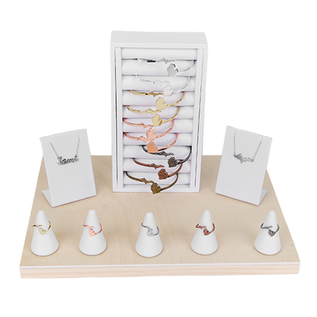 Display - White Leatherette Bamboo Necklace Display
