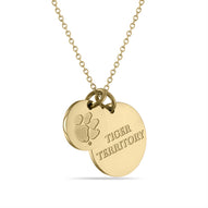 Clemson 'Tiger Territory' 18K Gold Plated Coin Charm Necklace
