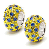 Yellow and Blue Spotted Austrian Crystal Bead Charm Set