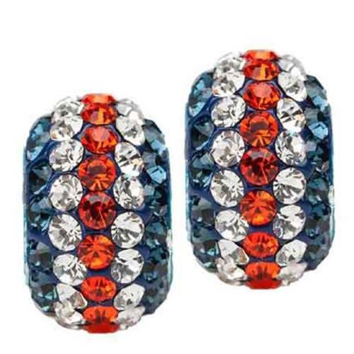 Navy and Orange Striped Crystal Bead Charm Set