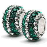 Green with Clear Crystal Stripe Crystal Charms Set of Two