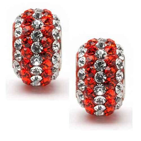 Red and Clear Striped Crystal Bead Charm Set