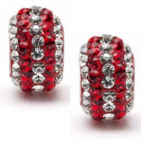 Red and Clear Striped Crystal Bead Charm Set