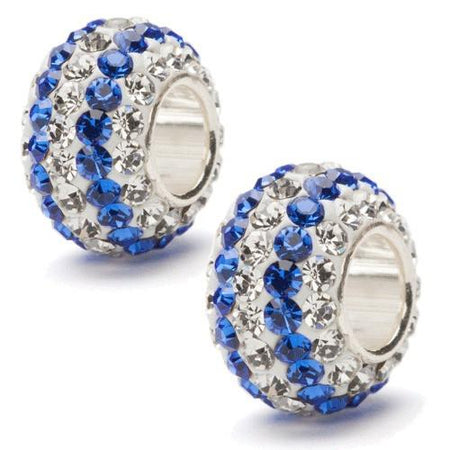 Clear and Blue Crystal Football Earrings