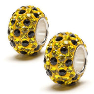 Yellow and Black Spotted Crystal Bead Charm Set