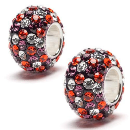 Navy, Orange and Clear Spotted Crystal Bead Charm Set