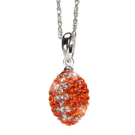 Orange and Purple Crystal Football Charm Pendant Necklace