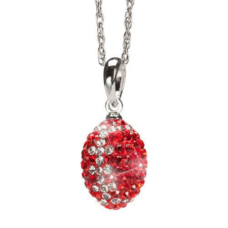 Red with Clear Crystal Football Pendant