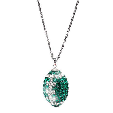 Green + Blue Crystal Football Pendant Necklace