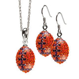 Orange and Purple Crystal Football Charm Jewelry Set