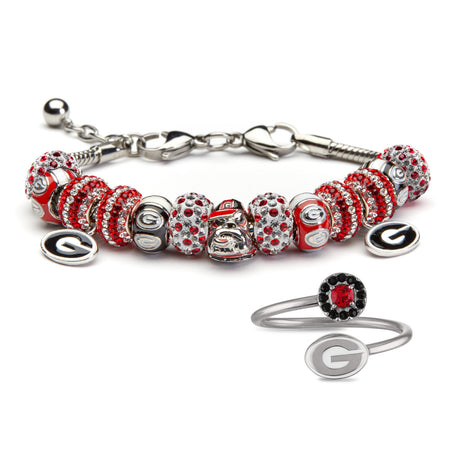 Clear and Red Sparkle Crystal Two Charm Set