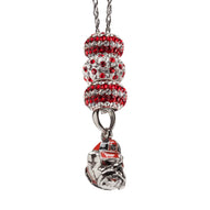 Georgia Bulldog Bead Charm Necklace with Crystals