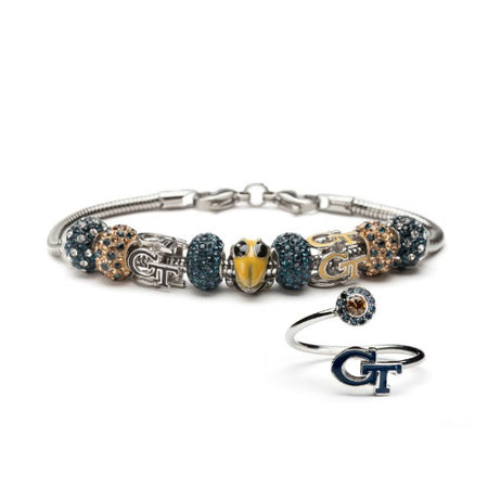 Navy & Clear Spotted Crystal Bead Charm Set