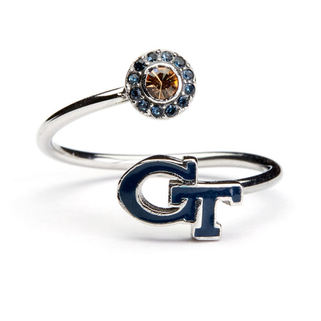 Georgia Tech Navy GT Logo Crystal Necklace