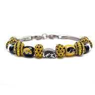 University of Iowa Hawkeye Bracelet Jewelry - Black and Gold Charm Bracelet