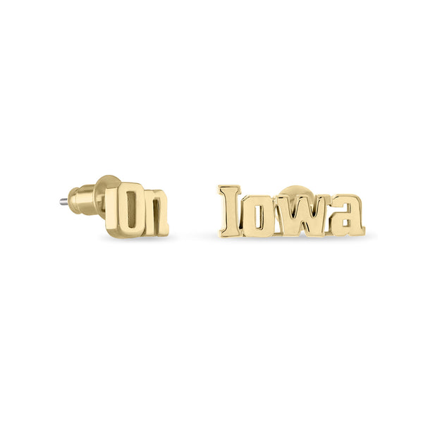 Iowa On Iowa Gold Plated Script Studs