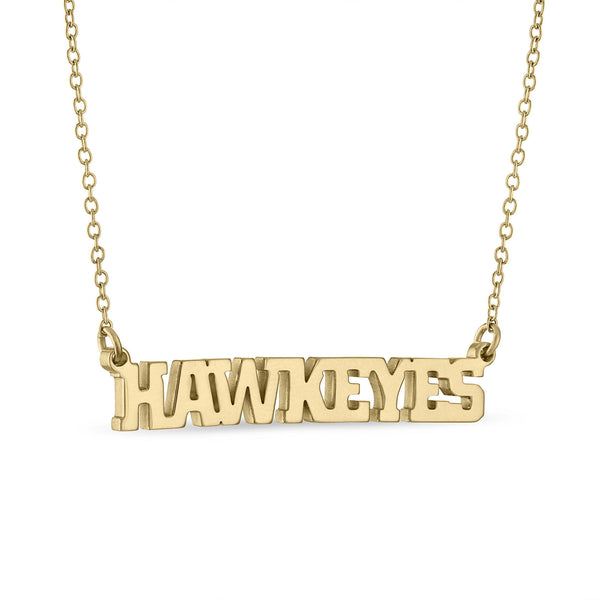 Iowa HAWKEYES Gold Plated Script Bar Necklace