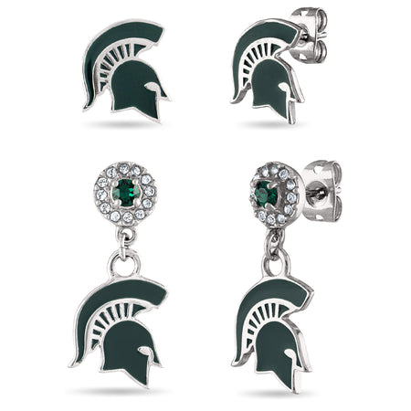 Michigan State Spartan Crystal Drop Earrings