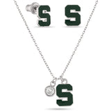 Michigan State Block S Necklace and Earring Set