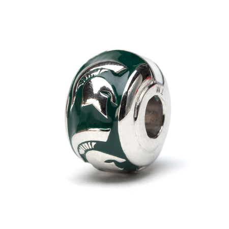 Michigan State Bead Charm - Green Spartan Sideview