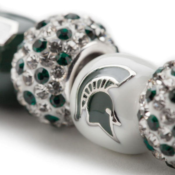 Michigan State Spartans Charm – Green & White Bead Charm For Bracelets & Necklaces, Officially Licensed Stainless Steel