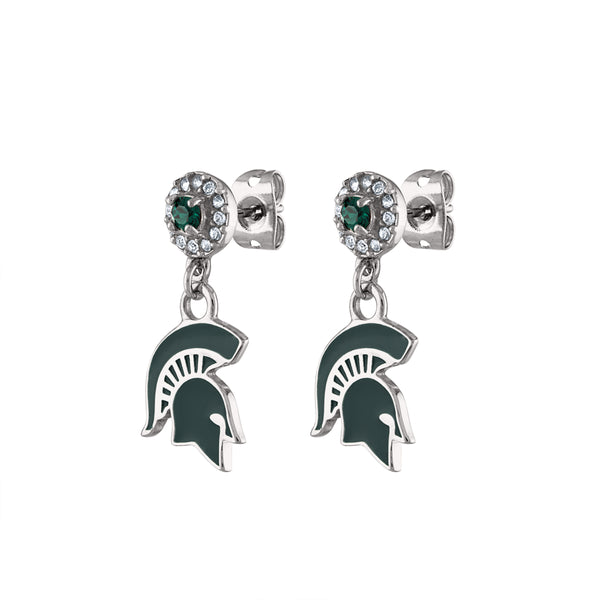 Michigan State Spartan Crystal Drop Earrings
