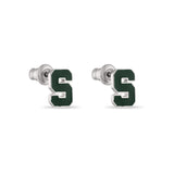 MSU Block S Studs + Spartan Crystal Drop Earrings Set