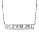 Michigan State SPARTANS WILL. Script Bar Necklace