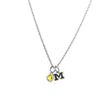 Michigan Blue Block M Crystal Necklace