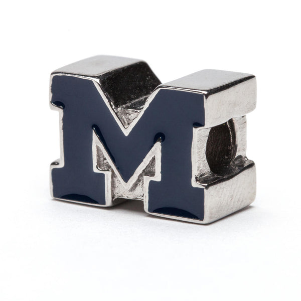 Michigan Bead Charm - Blue Block M