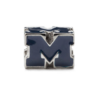 Michigan Bead Charm - Blue 4-Sided Block M