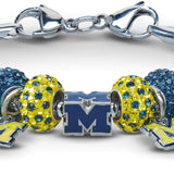 Michigan Bead Charm - Blue 4-Sided Block M