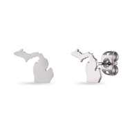 Michigan Map Stud Earrings - Stainless Steel