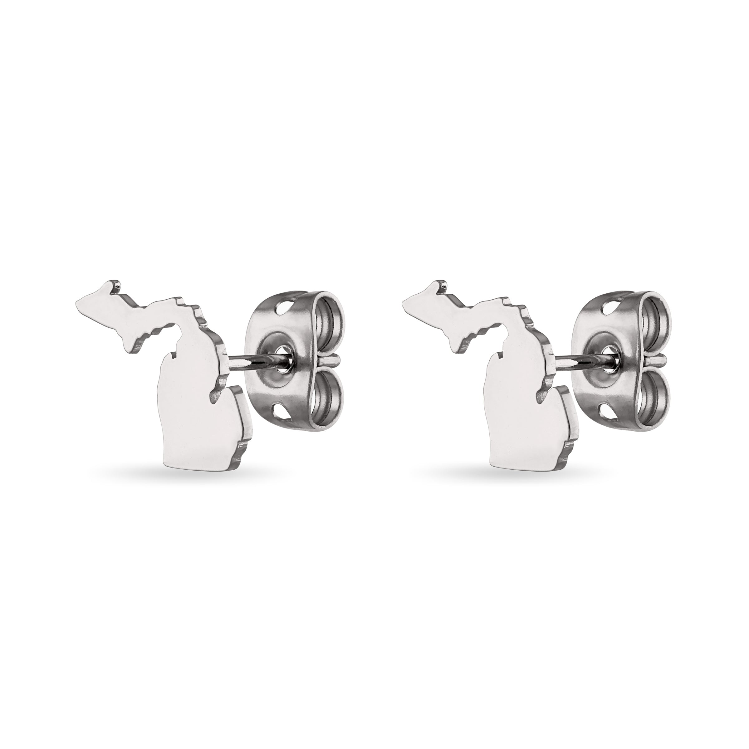 Michigan Map Stud Earrings - Stainless Steel – Stone Armory