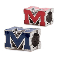 Ole Miss Rebels Red + Navy 4-Sided Block M Bead Charm Set