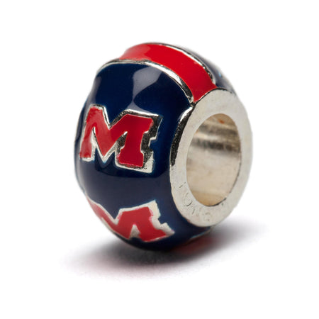 Ole Miss Red and Blue M Bead Charm Set of Two