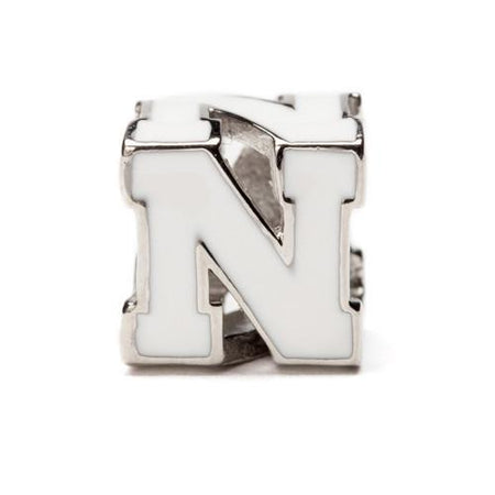 Nebraska Bead Charm - White Logo Stripe