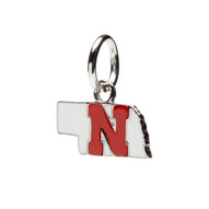 Nebraska Charm Pendant - White Block N State Logo