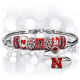 Gift Set- Ultimate Nebraska Fan Charm Bracelet and Ring